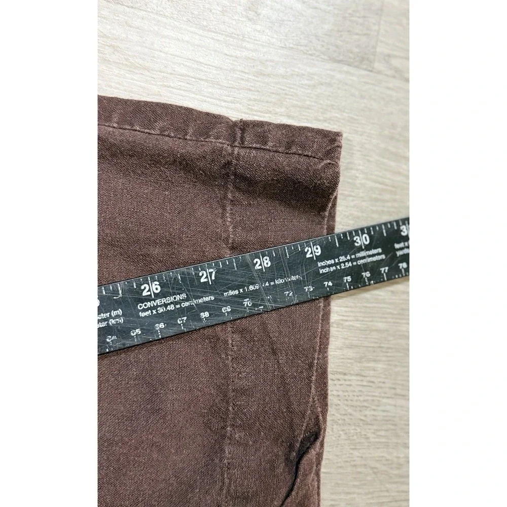 Banana Republic Wide Leg 100% Linen Pants Women's Size 2 Brown Braided Accent